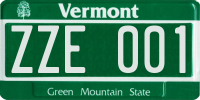 VT license plate ZZE001