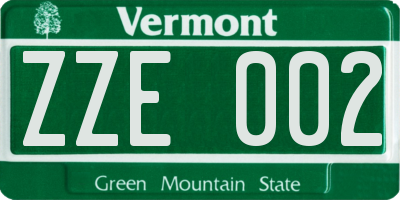 VT license plate ZZE002