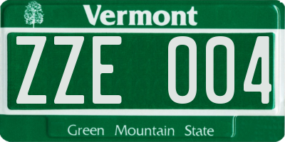 VT license plate ZZE004