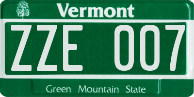 VT license plate ZZE007