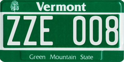 VT license plate ZZE008