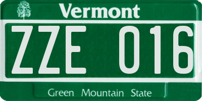VT license plate ZZE016