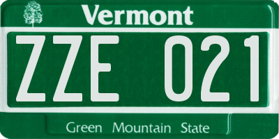 VT license plate ZZE021