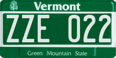 VT license plate ZZE022