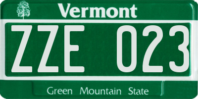 VT license plate ZZE023