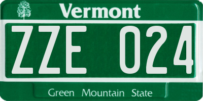VT license plate ZZE024