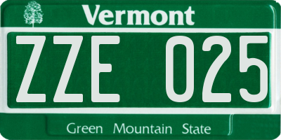 VT license plate ZZE025