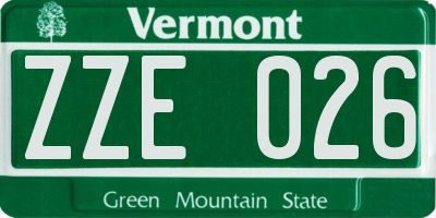 VT license plate ZZE026