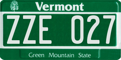 VT license plate ZZE027