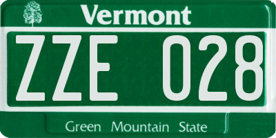 VT license plate ZZE028