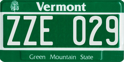 VT license plate ZZE029