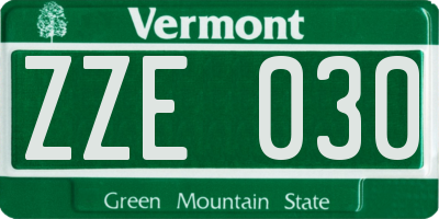 VT license plate ZZE030