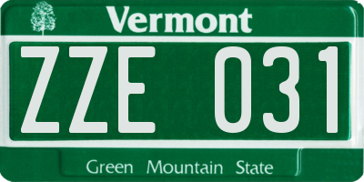 VT license plate ZZE031