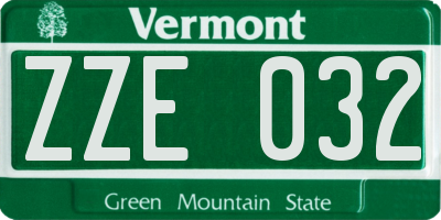 VT license plate ZZE032