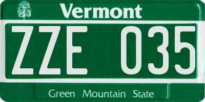 VT license plate ZZE035