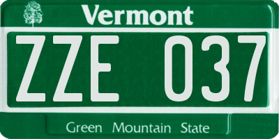 VT license plate ZZE037