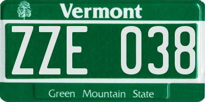 VT license plate ZZE038