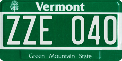 VT license plate ZZE040