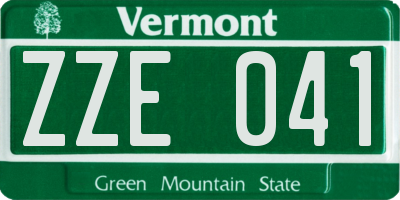 VT license plate ZZE041