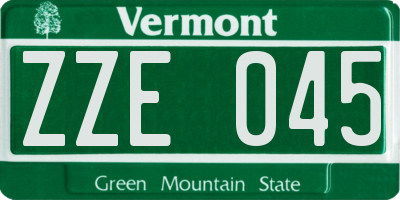 VT license plate ZZE045