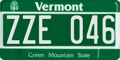 VT license plate ZZE046