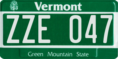 VT license plate ZZE047