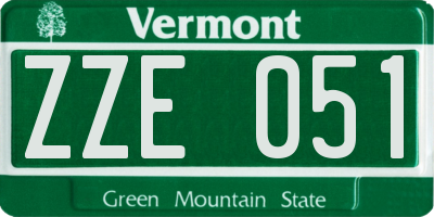 VT license plate ZZE051