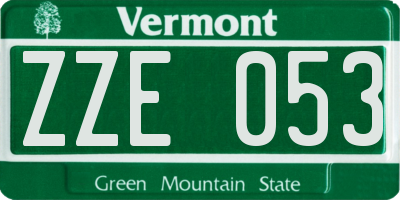 VT license plate ZZE053
