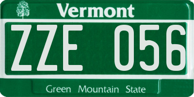 VT license plate ZZE056