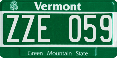 VT license plate ZZE059