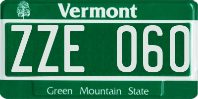 VT license plate ZZE060
