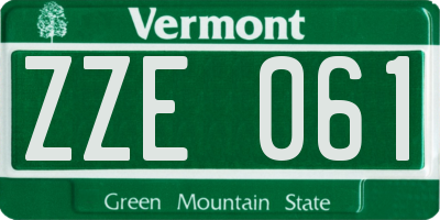 VT license plate ZZE061