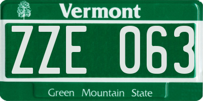 VT license plate ZZE063