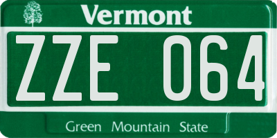 VT license plate ZZE064