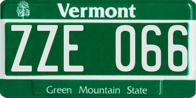 VT license plate ZZE066