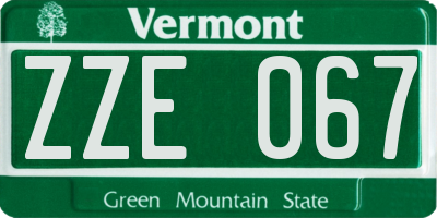 VT license plate ZZE067