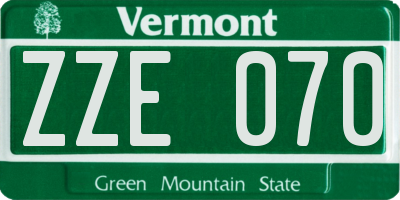 VT license plate ZZE070