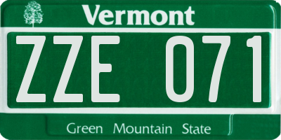 VT license plate ZZE071