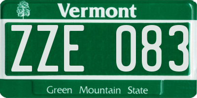VT license plate ZZE083
