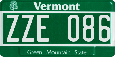 VT license plate ZZE086