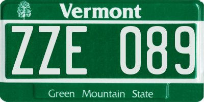 VT license plate ZZE089