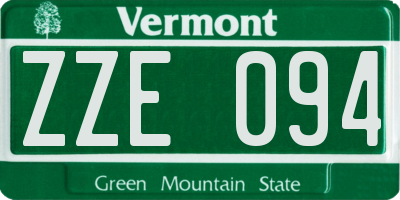 VT license plate ZZE094
