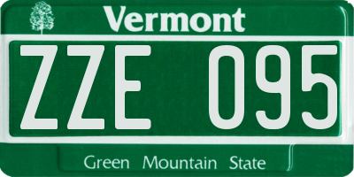 VT license plate ZZE095