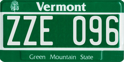 VT license plate ZZE096