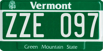 VT license plate ZZE097