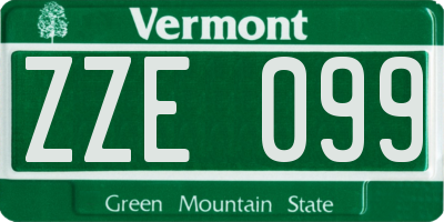 VT license plate ZZE099