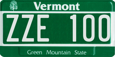 VT license plate ZZE100