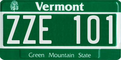 VT license plate ZZE101