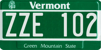VT license plate ZZE102