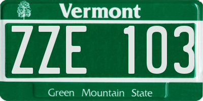 VT license plate ZZE103